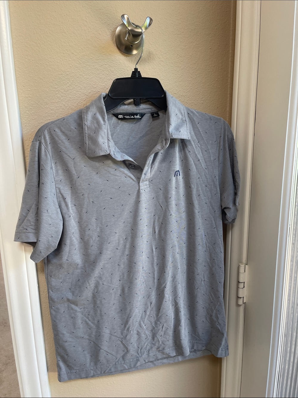 Travis Mathew Light Gray Polo with Subtle Dot Print
